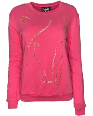 Any Old Iron Horse Face Beaded Sweatshirt - Pink