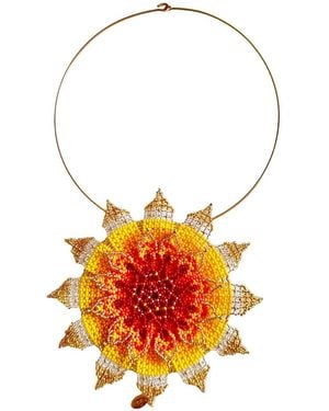 Iliana Arrazola Flower Choker, And, Glass Beads, Beaded Jewellery - Orange