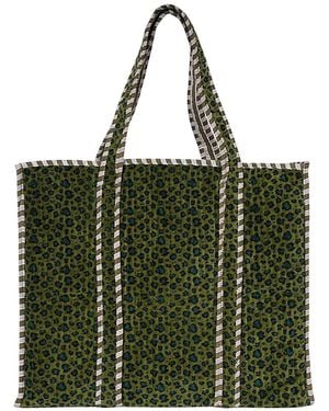 Conscious Yoga Collective The Leopard Velvet Tote - Green