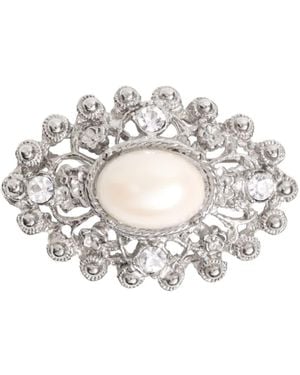 Caramel Vintage Jewellery Plated Pearl Oval Brooch - Metallic