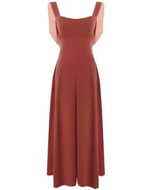 Sanctumum Clementine Jumpsuit With Fringe Detail - Red