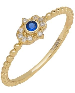 LÁTELITA London Hamsa Hand Sapphire Ring - Metallic