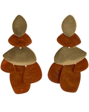 Michael Nash Jewelry Danielle Carnelian Resin & Worn Pierced Earrings - Brown