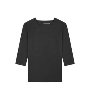 Rave on Trend Square Neck Ribbed Tee - Black