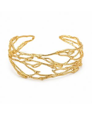 Mother Nature Jewelry Jasmine Branch Bracelet, Handmade Statement Cuff - Metallic