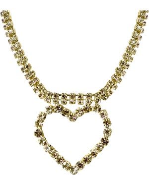 Laura Gray Diamond Crystal Heart Necklace - Metallic