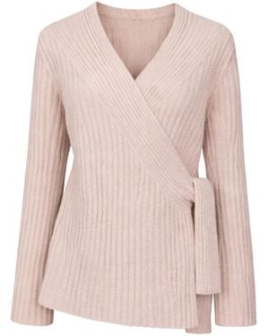 Nuvv Collection Neutrals Side-Tie Wool Knit Jumper V Neck - Pink