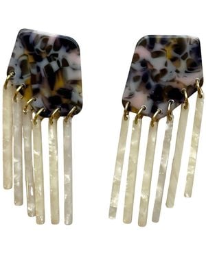 CLOSET REHAB Shield Fringe Earrings - Black