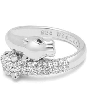 Nialaya Twisted Sterling Panther Ring - White
