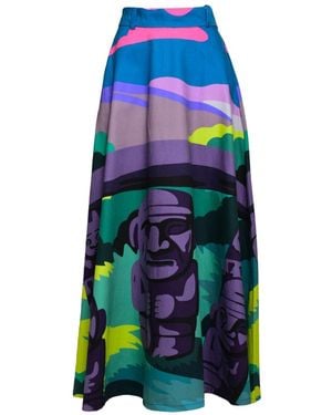 Pineapples Don't Have Sleeves San Agustín Park Skirt - Blue