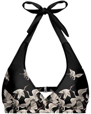 Aloha From Deer Cranes Halter Neck Bikini Top - Black