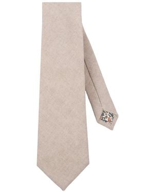 LE COLONEL Neutrals Natural Textured Linen Tie