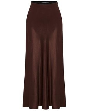 Exquise Regular Fit Satin Midi Skirt - Brown