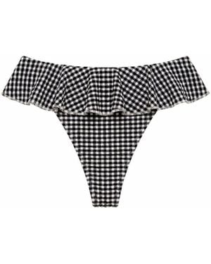 Montce Micro Gingham Tamarindo Ruffle Bikini Bottom - Black