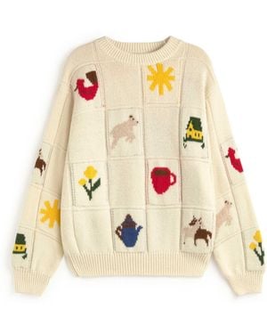 Thinking Mu Candela Ecru Wool Sweater - Metallic