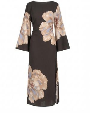 Tantra Spain Sl Long Floral Dress With Round Neck And Straps - Black
