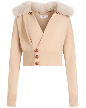The Gt Atelier Neutrals Fur-Collar Jumper - Natural
