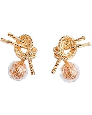 Paisie Double Knot Earrings - White