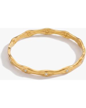 Elk & Bloom Chunky Wave Solitaire 14K Bangle - White