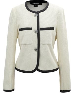 Smart and Joy Neutrals Short Jacket With Contrasting Trims - White