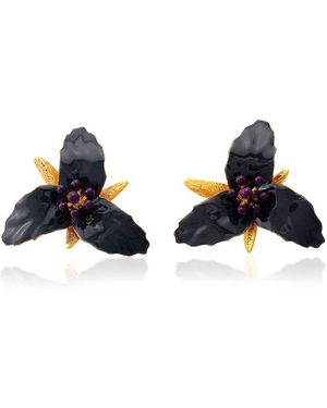 Milou Jewelry Lily Flower Earrings - Grey