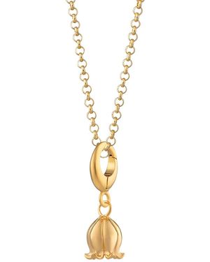 Lily Charmed Plated Lily Of The Valley Flower Charm Necklace - Metallic