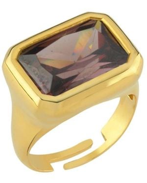 LINYA JEWELLERY Nova Large Crystal Stone Ring - Metallic