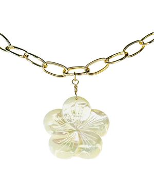 Lexi Jewelry Mother Of Pearl Sea Flower Necklace - Metallic