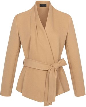 Marianna Déri Wrap Jacket With Shawl Collar Sand - Natural