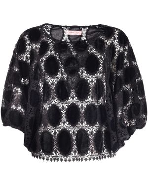 Traffic People The Great Silence Crochet Bloom Blouse - Black