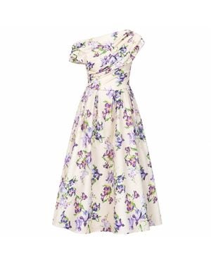 Girl In Mind Betty Asymmetric Midi Dress Print - White