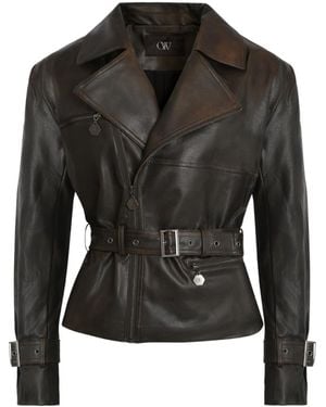 OW Collection Daphne Faux Leather Jacket - Black