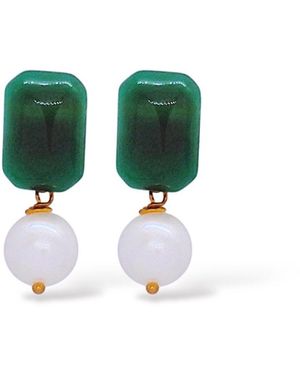 VALERIE CHIC Aventurine Pearl Earrings - Green