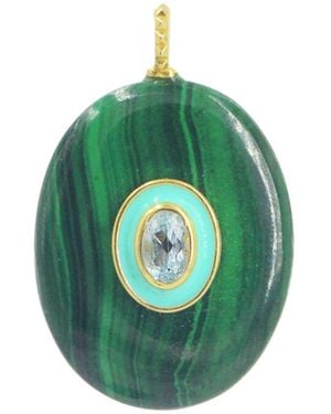KAMARIA Malachite Gemstone Pendant With Topaz - Green