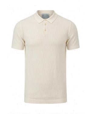 Ron Tomson Short Sleeve Textured Polo Shirt - Natural