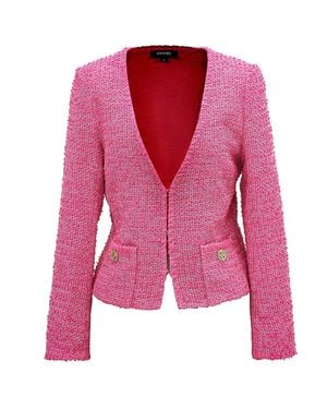 Smart and Joy Short Tweed Jacket - Pink