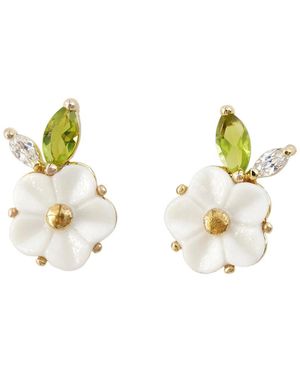 POPORCELAIN Porcelain Strawberry Flower Stud Earrings - Metallic