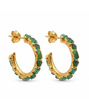Lalinde Medium Emerald Hoops - Metallic