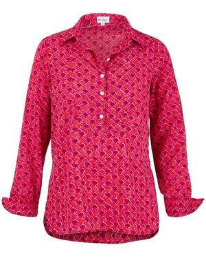 At Last Soho Shirt In Hot Pink Scallop