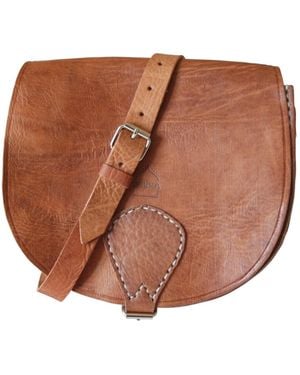 Berber Leather Neutrals The Temara Large Saddle Bag - Brown