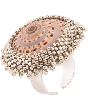 Oana Savu Beaded Sea Shell Ring Ocean Inspired Jewellery - Pink