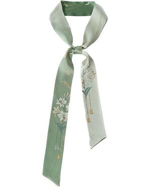 Lost Pattern Lily Silk Twill Skinny Scarf - Green