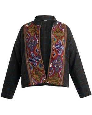 Charkha & Loom Monal Pattu Jacket & Multicolor Multicolor - Black