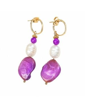 Way to Chic Shell & Freshwater Pearl Earrings - Pink