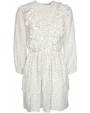 2KStyle August Boho Style Ruffled Viscose Polka-Dot Mini Dress - Gray