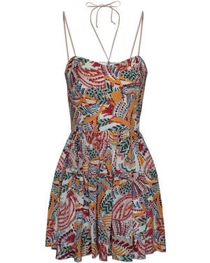 2KStyle Biarritz Abstract Print Spaghetti Straps Viscose Mini Dress - Brown
