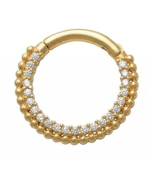 Zahav Jewelry 10K Solid 18G Cz Pavé Clicker Hoop - Metallic