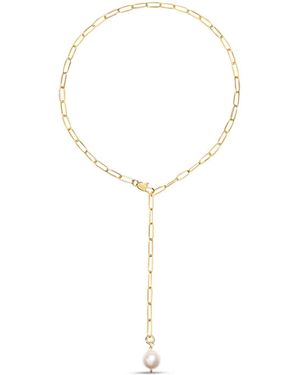 Amadeus Alba Tie Necklace With Pearl Pendant - Metallic