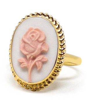 Vintouch Italy Plated Rose Cameo Ring - Pink