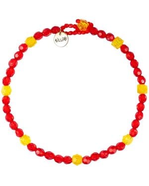 Tillie Beads Ruby Daily Wear Carnival Bead Necklace - Red